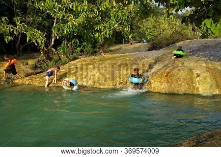 Krabi, Thailand - January,  2014: Sa Morakot Or Emerald Pool In The Khao Pra Bang Khram Wildlife San