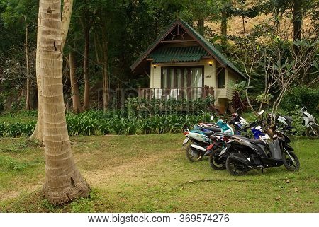 Koh Chang, Thailand - January, 2013: Bungalo Houses On A Tropical Beach In Koh Chang, Thailand
