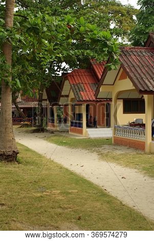 Koh Chang, Thailand - January, 2013: Bungalo Houses On A Tropical Beach In Koh Chang, Thailand