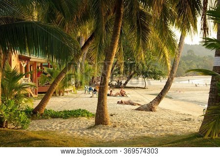 Koh Chang, Thailand - January, 2013: Bungalo Houses On A Tropical Beach In Koh Chang, Thailand
