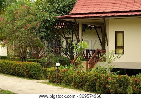 Koh Chang, Thailand - January, 2013: Bungalo Houses On A Tropical Beach In Koh Chang, Thailand