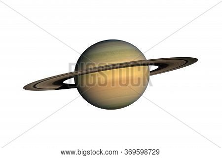 Planet Saturn In The Starry Sky Of Solar System In Space. This Image Elements Furnished By Nasa.