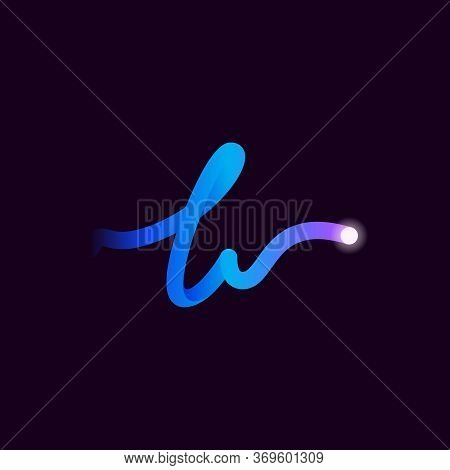 L Letter Logo With Gradient Line And Flash Dot. Perfect Font For Biotechnology Design, Heartbeat Pri