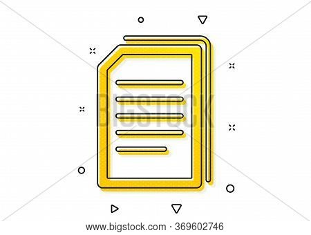 Copying Files Sign. Copy Documents Icon. Paper Page Concept Symbol. Yellow Circles Pattern. Classic 