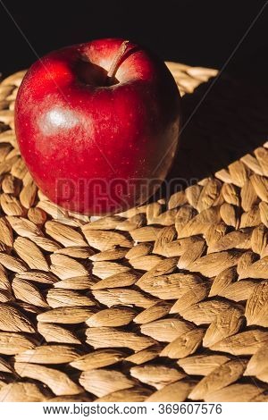 Beautiful Isolated Red Apple Illuminated On Tablemats