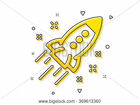 Launch Project Sign. Startup Rocket Icon. Innovation Symbol. Yellow Circles Pattern. Classic Startup