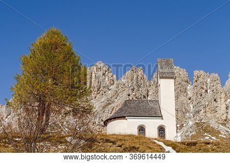 Selva Di Val Gardena, Italy - October 27, 2014: Dolomites Are A Mountain Range Of Special Geological