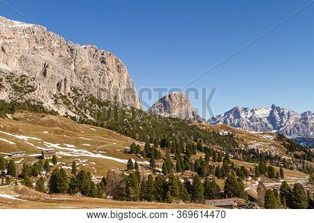 Selva Di Val Gardena, Italy - October 27, 2014: Dolomites Are A Mountain Range Of Special Geological