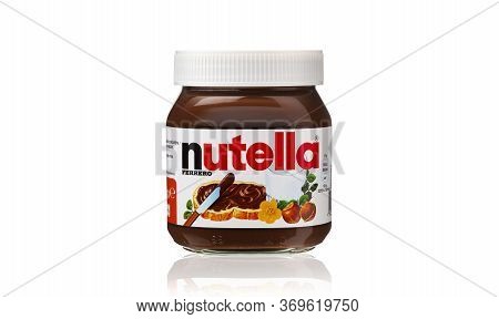 Chisinau, Moldova - June 3, 2020: Nutella Jar Against Isolated On A White Background. Nutella Is Man