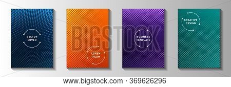 Dynamic Circle Screen Tone Gradation Front Page Templates Vector Collection. Scientific Banner Faded