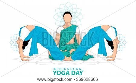 21 June-international Yoga Day,yoga Body Posture, Vector Illustration - Vector