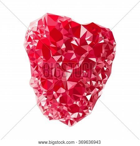 Low Poly Art Raspberry. Berry Drawn By Polygons. Vector Illustration