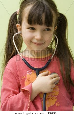 สาว ด้วย Stetoscope