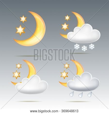 Semimonthly And Stars Behind Cloud In Night Sky