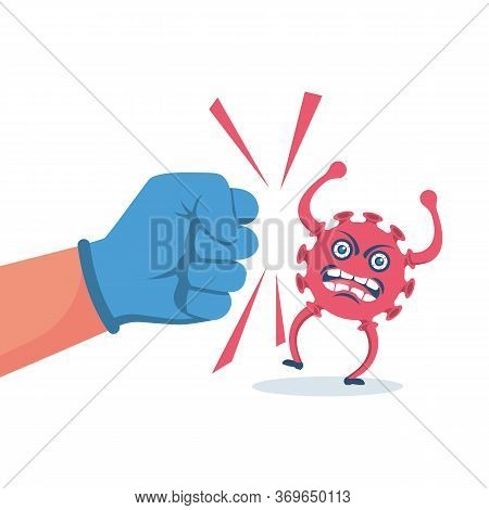 A Doctor In Medical Rubber Protective Gloves Kills The Coronavirus. People Against Covid-19. A Fist 