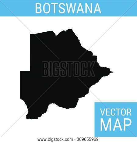 Botswana Vector Map With Country Name, Black On White Background.