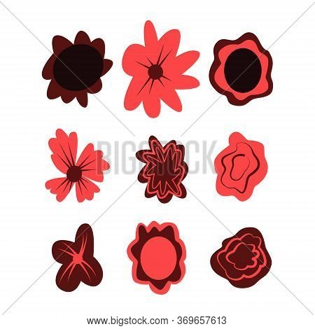 Set Of Simple Hand Drawn Vector Flowers For Dia De Los Muertos, Traditional Mexican Halloween Decora