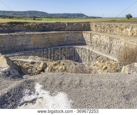 Landscape Around A Stone Pit With Roads In Southern Germany
