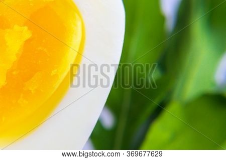 Close Up Of Boiled Duck Eggs Cut In Half