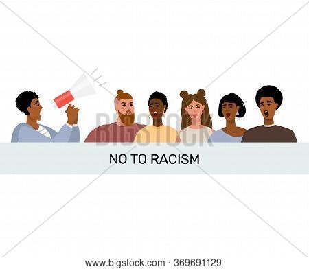 Concept On The Theme Of Racism. Stop Racism. We Are Equal. Vector Stock Illustration. Isolated On A 