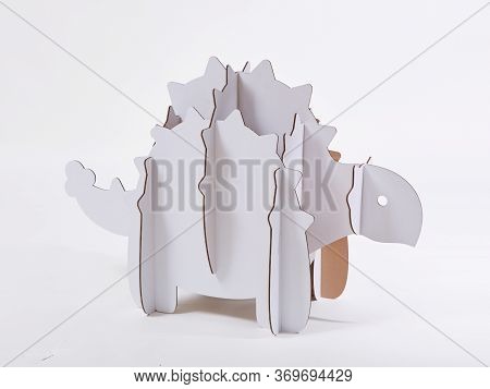 Dinosaur Ankylosaurus Made Of Cardboard. Idea For The Birthday Party, Dino Party Or Photo Session