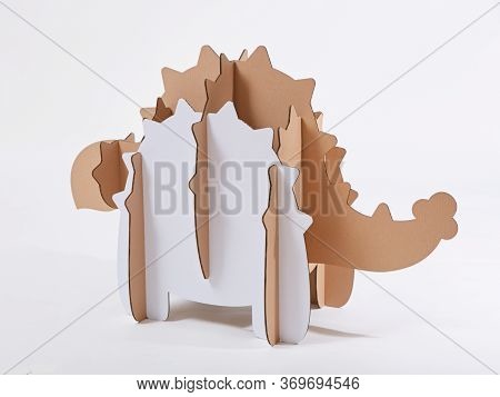 Dinosaur Ankylosaurus Made Of Cardboard. Idea For The Birthday Party, Dino Party Or Photo Session