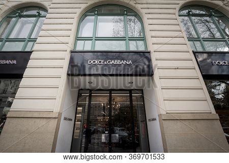Prague, Czechia - November 1, 2019: Dolce & Gabbana Logo In Front Of Their Main Boutique For Prague.