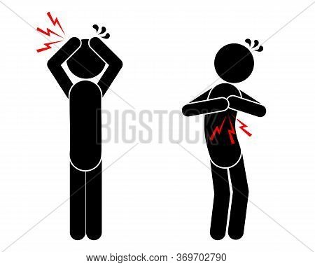 Detailed And Accurate Illustration Of Pictogram Headache And Cardiac Infarction