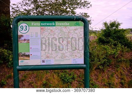 Borger, Drenthe-the Netherlands-may15,2020:dutch Bicycle Routes Junction Signs On The Countryside Of