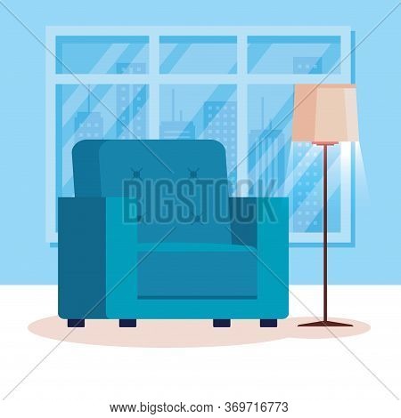 Living Room Home Place With Couch Vector Illustration Design