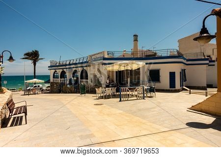 Mil Palmeras, Valenciana, Spain - June 03 2020 : Bars And Restaurants Open, But Very Quiet Due To Co