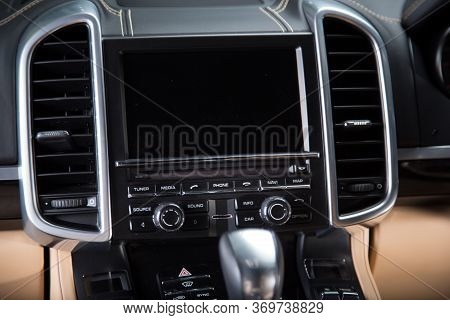 Infotainment System In Luxury Sports Car Interior
