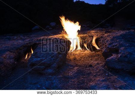 Flames Of Mount Chimaera From The Underground, Cirali, Turkey