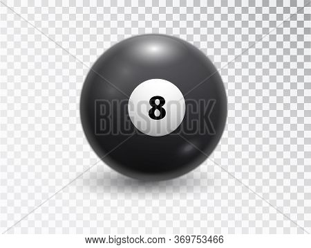 Magic Ball Of Predictions For Decision-making. Eight Billiard Balls Isolated On Transparent Backgrou