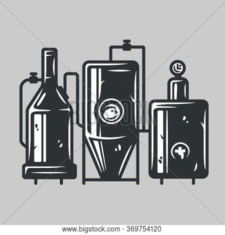 Brewing Process, Brewery Factory Or Beer Crafting