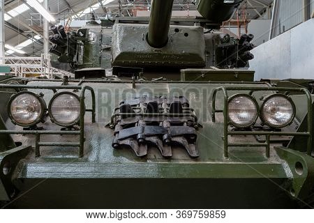 Bovington.dorset.united Kingdom.february 9th 2020.a Ferret Scout Armoured Car Is On Display At The T