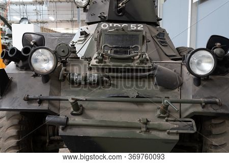 Bovington.dorset.united Kingdom.february 9th 2020.a Ferret Armoured Car Is On Display At The Tank Mu