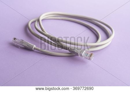 Internet Wire Cat6 Cat5. The Concept Of Connecting To An Internet Network Or Providing Construction 