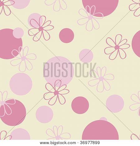 Růžové květinové a Polka Dot Pattern