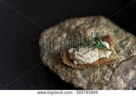 Toast With Roe Cod On Stone  Background