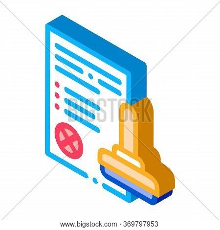 List Denial Stamp Icon Vector. Isometric List Denial Stamp Sign. Color Isolated Symbol Illustration