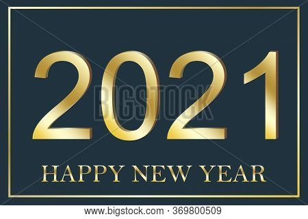 Vector Illustration For Happy 2021 Year Background. Green Decoration For A Holiday Poster Or Calenda