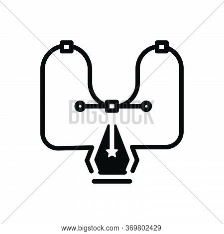 Black Solid Icon For Anchor-point Anchor Point  Curve Angle Creativity Pointer