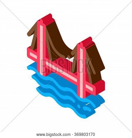 Sea Bridge Icon Vector. Isometric Sea Bridge Sign. Color Isolated Symbol Illustration