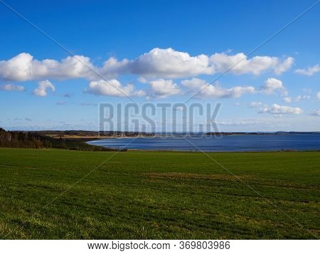 Typical Beautiful Natural Danish Coastline Beach Landscape In The Summer Fyn Funen Denmark