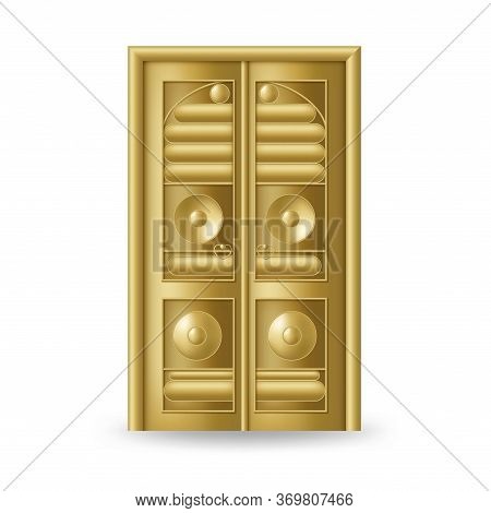 Kaaba Golden Door Icon. Realistic Gold Design