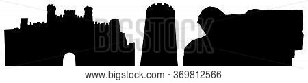 Monuments Of Brest (brest Fortress, Sculpture Of Courage, Tower Of Kamyenyets), Set Of Silhouettes. 