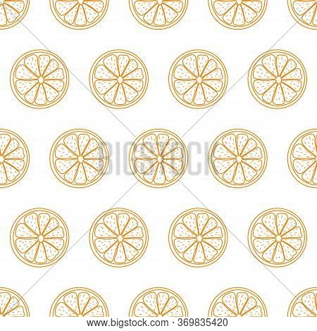 Seamless Pattern With Sliced Pieces Of Citrus Fruit. The Simple Backdrop Of Tropical Orange. Stock V