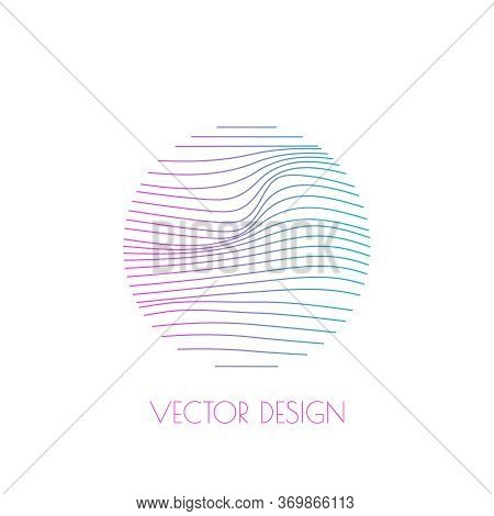 Round Modern Logo With Organic Shapes With Dynamic Waves And Lines. Vector Gradient Emblem.