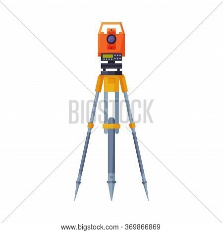 Tacheometer, Theodolite On Tripod, Geological Survey, Engineering Equipment For Measurement And Rese